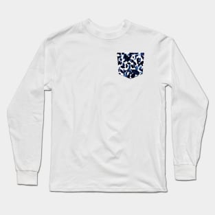 Pocket - WATERCOLOR PETAL STAINS INDIGO Long Sleeve T-Shirt